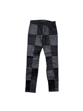 Joe’s Jeans Skinny Ankle Pants Sz 25 Black Gray Checkered Leather Wax Look Indie